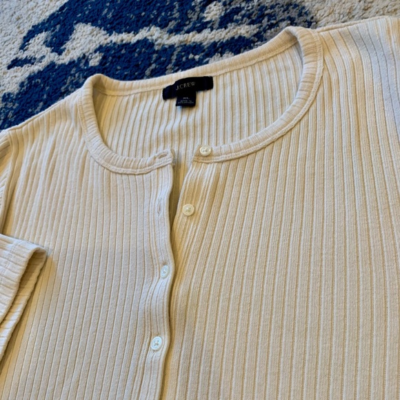 J. Crew ribbed Henley in cream - Picture 2 of 4